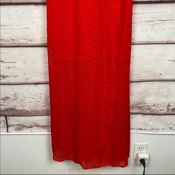 H&M Katy Perry holiday Red Chiffon Maxi Dress - Picture 7 of 16